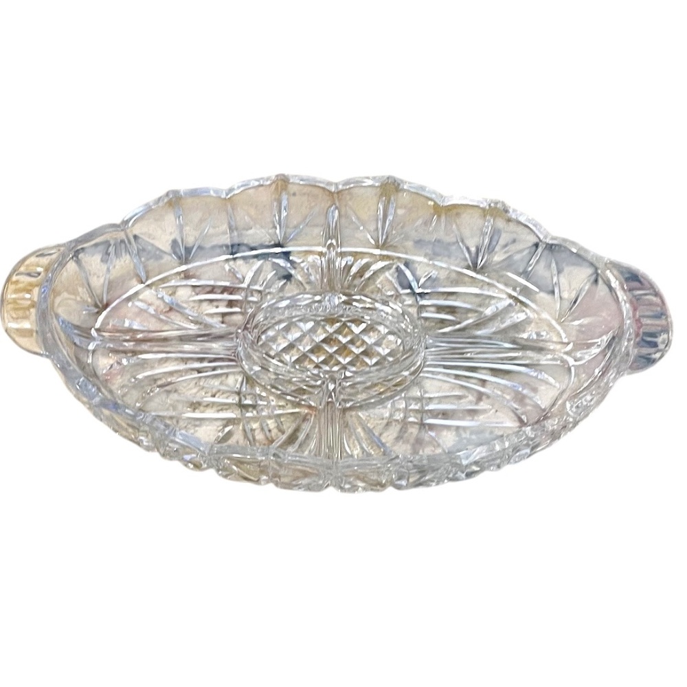 Vintage Cut Glass Relish Dish  Divided In‎ Five Compartments